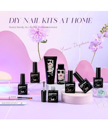 Poly Gel Nail Kit - 3 Pure & 1 Cat Eye Gel Polish + Mini UV Lamp - DIY Nail Extension Starter Set with Glitter Base Coat & Top Coat - Buy Online on GoSupps.com