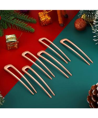 6-Piece Rose Gold U-Shaped Hairpins for Women and Girls - French Hair Pin Fork Sticks for Updo Chignon Buns - Buy Online on GoSupps.com
