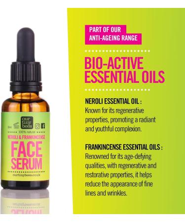 Neroli & Frankincense Anti-Ageing Face Serum 100% Natural Face Oil/Anti-Ageing Face Oil. Natural Face Oil. Frankincense oil for skin by Our Tiny Bees. - Buy Online on GoSupps.com