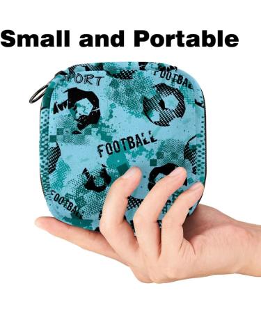 Portable Women's Binding-Up Bags | Menstrual Cup Pocket & Pads | Teenage Girls Tampon Bag | Sports Football Pattern | Blue - Buy Online on GoSupps.com