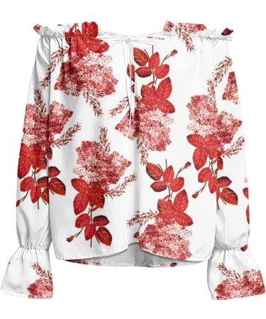 Yunyahe Pullover Women's Hoodie Women's Casual One Word Collar Off Shoulder Print Long Sleeve Blouse T-Shirt Top Women's Pullover Autumn Pullover Women's Winter White XXL - Buy Online on GoSupps.com