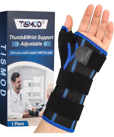 Wrist Brace with Thumb Spica Splint - Adjustable Thumb Wrist Support for Arthritis, Sprains, Tendonitis, Ligament Injury, Carpal Tunnel, De Quervain's Tenosynovitis and Sports Protection fit Women & Men (Left Hand) One Size Blue-Left