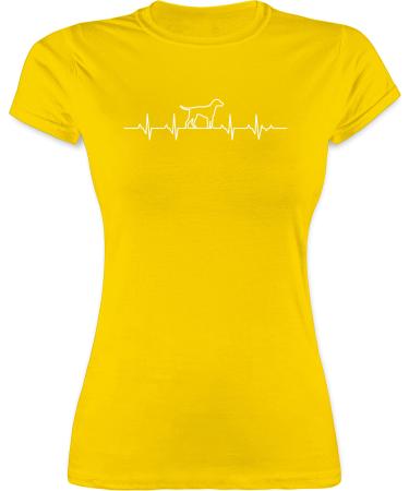 Shirtracer - Shirt Women - Gift for Dog Owners - Heartbeat Dog 10 Yellow M