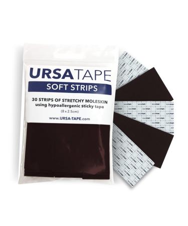 URSA Tape: Pack of 30 Soft Stretchy Strips of Moleskin Applied to Hypoallergenic Sticky Tape. Available in Four Colours. Made in The UK. (Brown 30) Brown 30