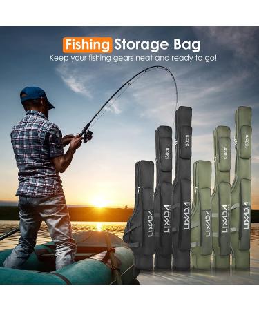 Lixada Portable Folding Fishing Rod Case 100cm Army Green - Fishing Pole Reel Storage Bag - Buy Online on GoSupps.com