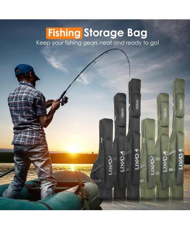 Lixada Portable Folding Fishing Rod Case - 130cm Army Green | Fishing Pole Storage Bag & Organizer - Buy Online on GoSupps.com