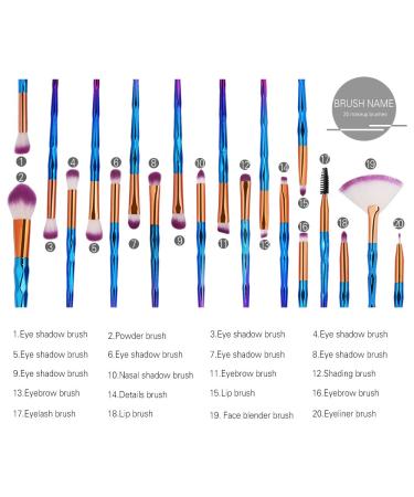 AMIZOB 20pcs Diamond Handle Makeup Brushes Set - Eye Shadow, Eyeliner, Foundation, Blush, Lip - Pink Gold - Buy Online on GoSupps.com