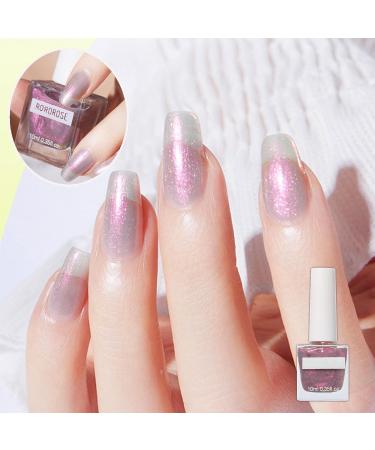 Pink Glitter Nail Polish Aurora Varnish Pearl Silvery Holographic Quick Dry Nail Gel Shimmering Metallic Shining Sparkling Long Lasting No Need Cure DIY Nail Art Manicure at Home - Buy Online on GoSupps.com
