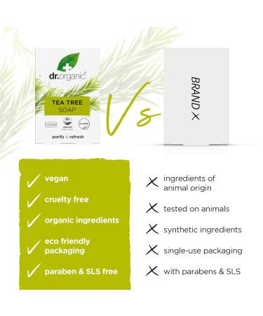 Buy Dr Organic Tea Tree Soap 100ml | Natural Antibacterial Cleanser | International Shipping - Buy Online on GoSupps.com