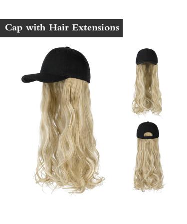 AynnQueen Women's Baseball Cap with 24 Long Wavy Hair Extensions - Ash Blonde Mix Bleach Blonde - Buy Online on GoSupps.com