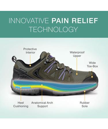 Orthofeet Moravia Women's Outdoor Shoes - Waterproof, Plantar Fasciitis Relief, Arch Support, Diabetic Friendly - X-Wide Khaki Size 9 - Buy Online on GoSupps.com