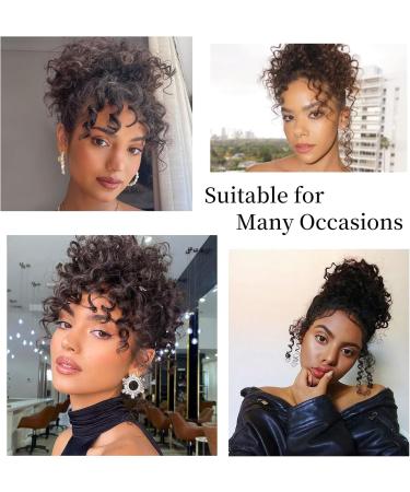 NICENEEDED Short Afro Curly Clip on Ponytail Brown Messy Bun Puff Ponytail Ponytail Extension Synthetic Fluffy Curly Ponytail Hairpiece for Black Women - Buy Online on GoSupps.com
