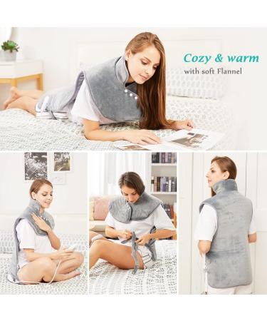 Mia&Coco Large Electric Heating Pad for Back, Neck, and Shoulders Pain Relief - Fast-Heat Therapy with Waist Strap - 3 Heat Levels - Auto-Off Timer - Comfort Grey - Buy Online on GoSupps.com