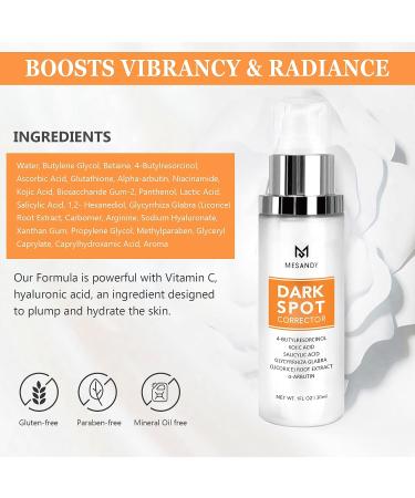 MESANDY Dark Spot Corrector Serum with Advanced Ingredients for Face and Body | Fades Hyperpigmentation, Age Spots, and Acne Scars - Buy Online on GoSupps.com