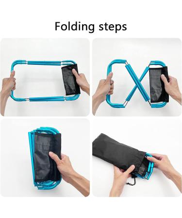 LYHLYA Portable Folding Stool - Mini Aluminum Alloy Camping Stool for Travel, Camping, Hiking - Blue with Carry Bag - Buy Online on GoSupps.com