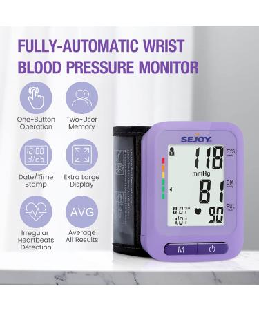 Digital Wrist Blood Pressure Monitor with Large LCD Display and Irregular Heartbeat Detector - 2 Users Memory - Home Use BP Machine (Purple) - Buy Online on GoSupps.com