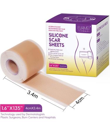 Scar Away Silicone Scar Sheets - Medical Grade Tape for Scar Healing & Removal - 1.6 x135 -3.4M Roll - Buy Online on GoSupps.com