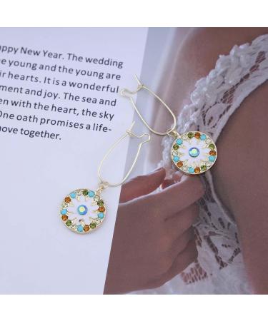 Vintage Colorful Crystal Round Drop Earrings for Women | Geometric Rhinestone Jewelry - Buy Online on GoSupps.com