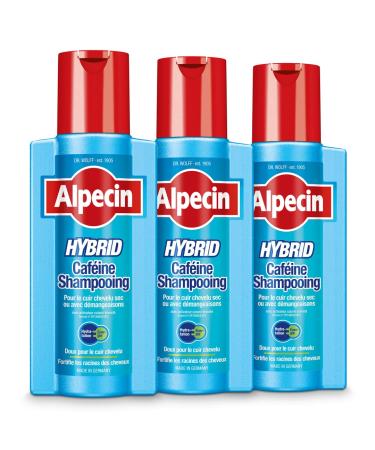 Alpecin Hybrid Caffeine Shampoo 3x 250 ml Men's anti-dandruff shampoo | Men's anti-hair loss shampoo | Men's dry hair shampoo | Hair baldness treatment