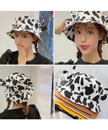 SOIMISS Cow Bucket Hat Reversible Fisherman-Cap with Cute Horn Ears Cotton Summer Sun Cap Hat for Women Teen Girl - Buy Online on GoSupps.com