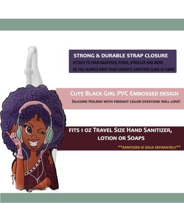 Cute Afro Girl Hand Sanitizer Holder | Black Girl Magic PVC Holder for Backpack | 1 oz Bottle Case - Buy Online on GoSupps.com