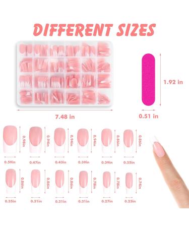 360 Pieces French Tip False Nails - Acrylic Full Cover Press-On Long Nail Tips | Nude Color Fake Nails for Women & Girls | Nail Art Manicure Decorations - Buy Online on GoSupps.com
