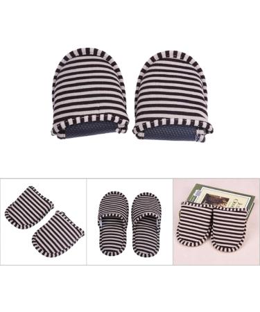 Alomejor Foldable Travel Shoes for Women - Portable Striped Spa House Shoes Washable & Non-Slip Soft Cotton - Brown - Buy Online on GoSupps.com