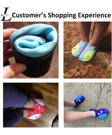 L-RUN Toddler Water Shoes | Barefoot Aqua Socks for Beach Pool Surfing | Kids Swim Shoes 9.5-10 Toddler | Strip Black - Buy Online on GoSupps.com