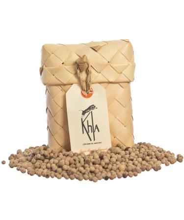 Khla - Organic Kampot White Pepper - Peppercorns 50g - Traditional Palm Leaf Gift Box - Grand Cru, Strong & Powerful - Cooking Ingredient - Asian Spice - Cambodian Origin