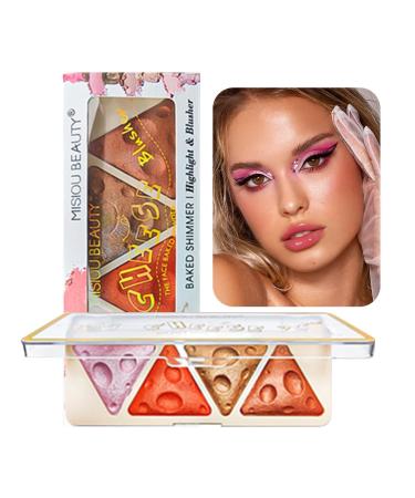 Linsition Natural Glow 4 Colours Waterproof Blusher Palette Natural Glow Blush Powder and Linsition Eyeshadow