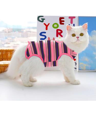 Clrybo Katzenbody - Post-Op Anti-Trim Cat Recovery Suit | Striped Pink Medium for Abdominal Wounds & Skin Diseases - Buy Online on GoSupps.com