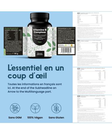 Vitamine B complex 365 comprim s Avec les 8 vitamines essentielles du groupe B (B1 B2 B3 B5 B6 B7 B9 B12) avec choline & inositol Vegan Fabriqu en Allemagne - Complexe Vitamine B 365 unit (Lot de 1) - Buy Online on GoSupps.com