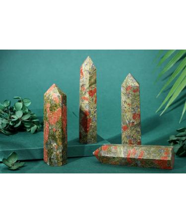 Xiannvxi Unakit Crystal Tower - Large Hexagonal Rod Gemstone for Meditation 9-10cm Natural Energy Stone - Buy Online on GoSupps.com