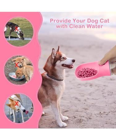 JOPHEK 300ml Portable Pet Drinking Bottle - Leakproof 180 Foldable Dog & Cat Water Bottle with Activated Carbon Filter for Travel & Camping - Pink - Buy Online on GoSupps.com
