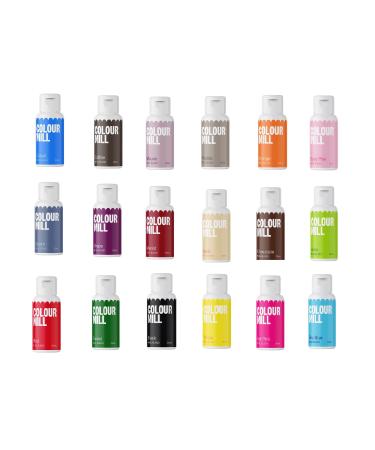 Colour Mill Food Colouring Set of 18 Colours (1T) plus Cupcake Avenue 20g Pink Gold Silver Sprinkles