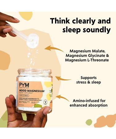 PYM Mood Magnesium Powder - 30 Servings | Stress & Sleep Support | Magnesium Glycinate, Malate, & L-Threonate | Yuzu Citrus Flavor | Non-GMO Vegan Gluten-Free | All Natural | Made in the USA | 30 Ounce - Buy Online on GoSupps.com