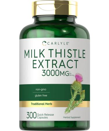 Carlyle Milk Thistle Capsules | 3000mg | 300 Count | Non-GMO Gluten Free Extract - Buy Online on GoSupps.com
