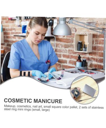 Angoily 2 Sets Palette Diy Nail Art Tools Makeup Pallete Nail Polish Nail Gel Lashes Tool Drawing Nail Nails Color Plate Makeup Pallette Finger Rings Color Board Mix Stainless Steel - Buy Online on GoSupps.com