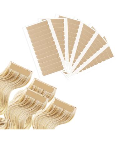 simarro 144Pcs Hair Extension Tape Tabs Double Sided Adhesive Wig Tapes Tabs for Hair Extensions Replacement Tapes for Human Hair Wig Tape Waterproof Wig Tape Beauty Tools (Brown)