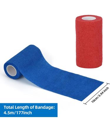 12 Roll Self-Adhesive Cohesive Bandage 10cm - Elastic Wrap for Fingers Hands Pets & Horses - Ideal for Veterinary Use (Red) - Buy Online on GoSupps.com