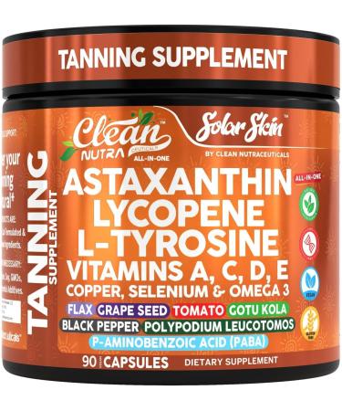 Solar Skin Astaxanthin Tanning Supplement Lycopene L-Tyrosine Vitamins A C D E PABA Beta Carotene Selenium Grapeseed Extract Omega 3 Flax Seed Copper Capsules by Clea Nutra - Buy Online on GoSupps.com
