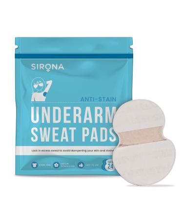 Sirona Disposable Underarm Sweat Pads - 24 Pads, Antiperspirant Absorbent Odour Blocker Pads Armpit Dress Shields, Fights Hyperhidrosis 24 Count (Pack of 1)