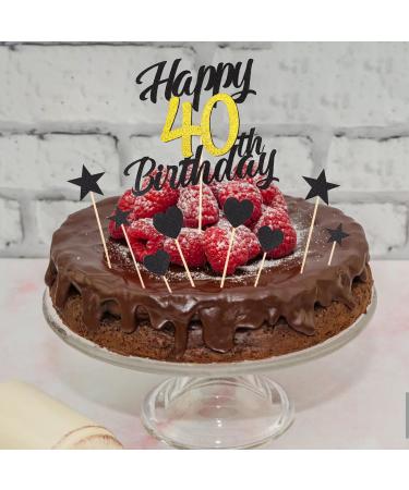 Shop Alegre Tortendeko 40th Birthday Cake Decorations | Black Gold Glitter Cake Topper for Men & Women | 9-Piece Set - Buy Online on GoSupps.com