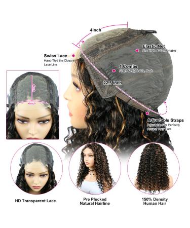 Super Idol Highlight Ombre Deep Wave Lace Front Human Hair Wig 16 1B/30 for Black Women - Pre Plucked 150% Density Free Part Baby Hair - Buy Online on GoSupps.com