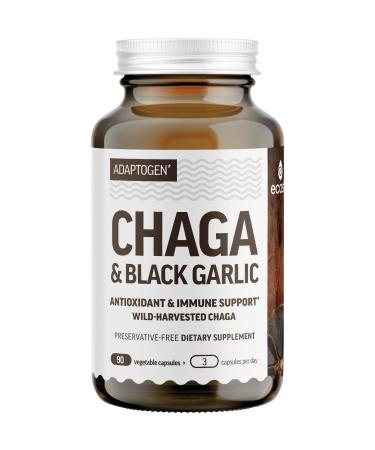 100% Real Wild Chaga Mushroom & Aged Black Garlic Powder Capsules Antioxidant & Immune Support Supplement | Nordic Forest Chaga Mushrooms with Black Garlic | No Fillers | 1500mg Capsules | 90 ct 90 Count (Pack of 1)