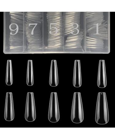 500 pieces of artificial nails to stick out nail tips ballerina full cover clear artificial nails false nails for acrylic nails extension gel nails polygel