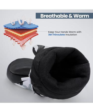 Hoihoo Kids Ski Mittens - Waterproof Snow Gloves for Boys & Girls - Black Large (9-12 Years) - Buy Online on GoSupps.com