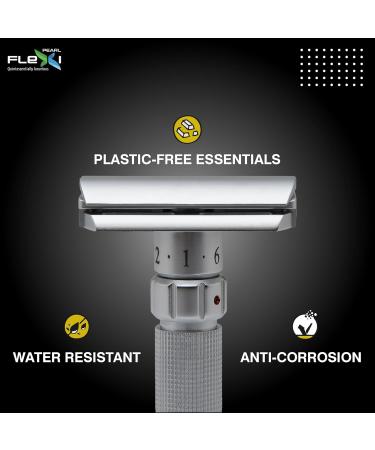Pearl Flexi Adjustable Safety Razor V12 | Eco-Friendly Double Edge Razor for Men | Reusable Brass Shaving Razor - Perfect Father's Day Gift - Buy Online on GoSupps.com