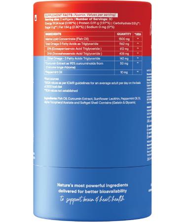 WELLBEING NUTRITION Slow | Extra Virgin Fish Oil 1240mg Omega-3 | EPA DHA & Curcumin in Advanced Triple Strength 1250mg Fish Oil |Brain Heart Joints Vision & Immunity for Men & Women(60 Capsules) - Buy Online on GoSupps.com