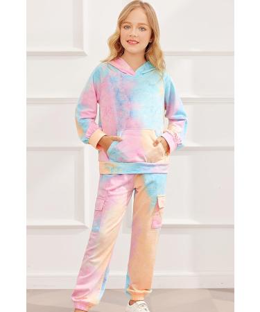 Hopeac Girls Tie Dye Sweatsuit Set - Hoodie and Athletic Pant Outfit | Size 6-7 Years - Buy Online on GoSupps.com